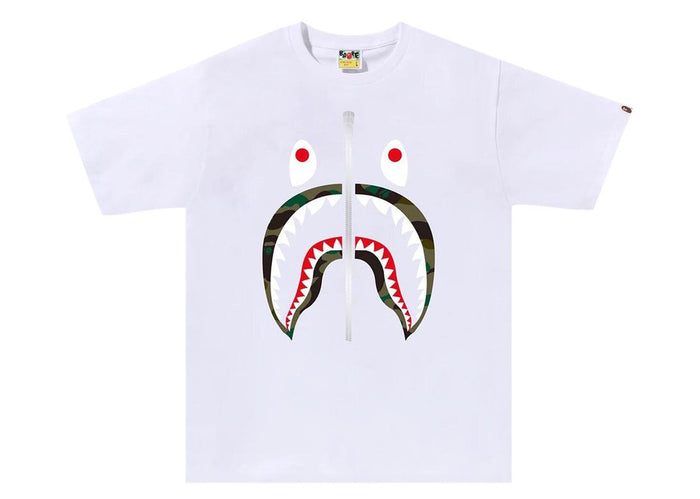 BAPE 1st Camo Shark Tee White/Green