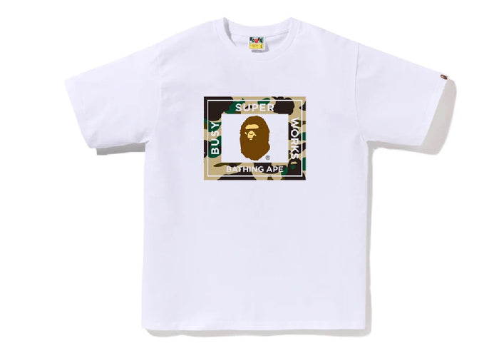 BAPE White 1st Camo 'Super Busy Works' T-shirt