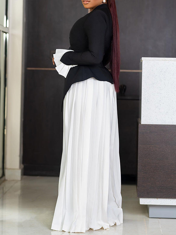 Beautiedoll Bell-Sleeve Blazer & Pleated Skirt Set