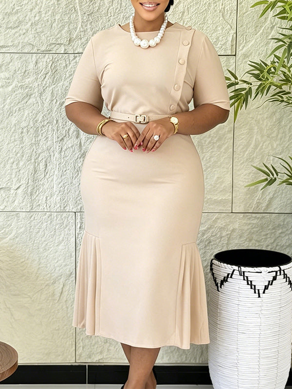 Beautiedoll Button Belted Bodycon Dress