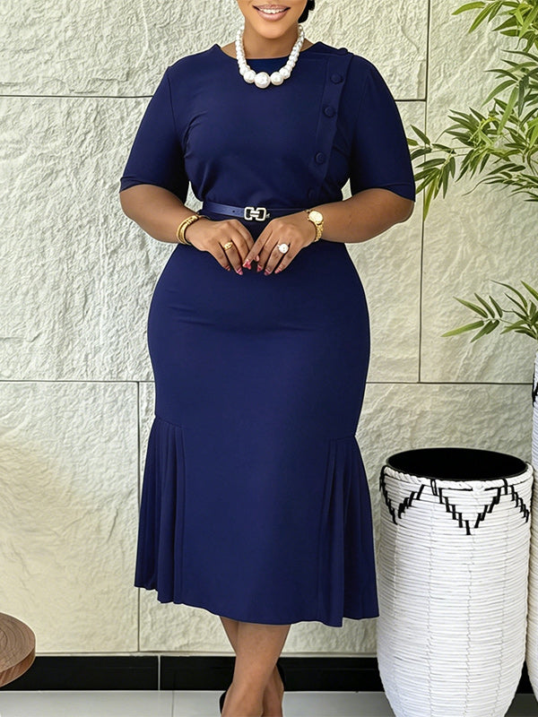 Beautiedoll Button Belted Bodycon Dress