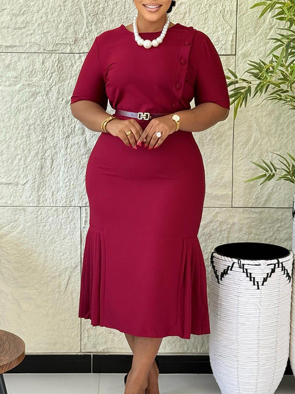 Beautiedoll Button Belted Bodycon Dress