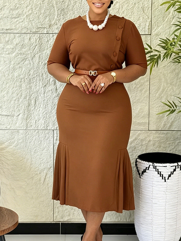 Beautiedoll Button Belted Bodycon Dress