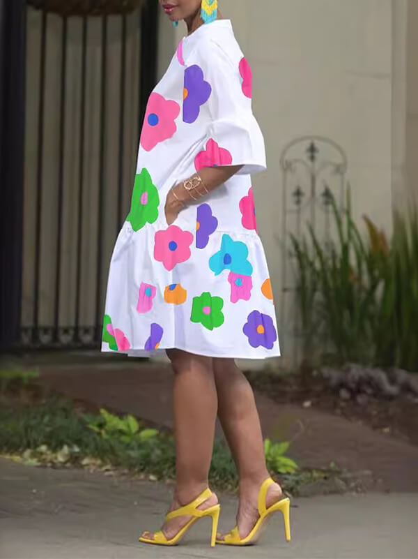 Beautiedoll Floral Button-Front Dress