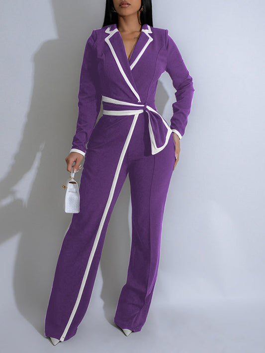 Beautiedoll Piping Lapel Jumpsuit