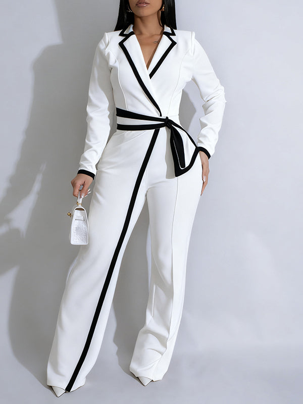 Beautiedoll Piping Lapel Jumpsuit