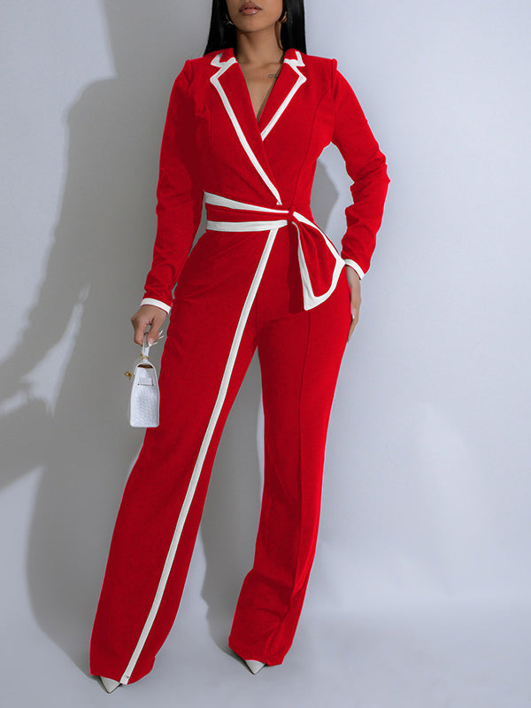 Beautiedoll Piping Lapel Jumpsuit
