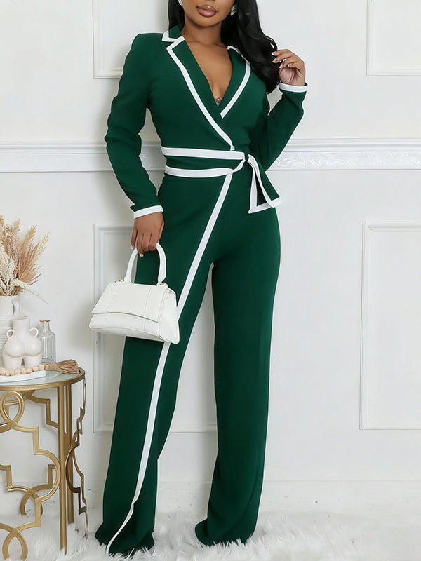 Beautiedoll Piping Lapel Jumpsuit