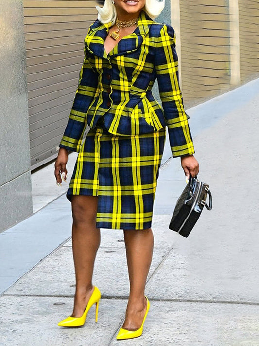 Beautiedoll Plaid Blazer & Skirt Set