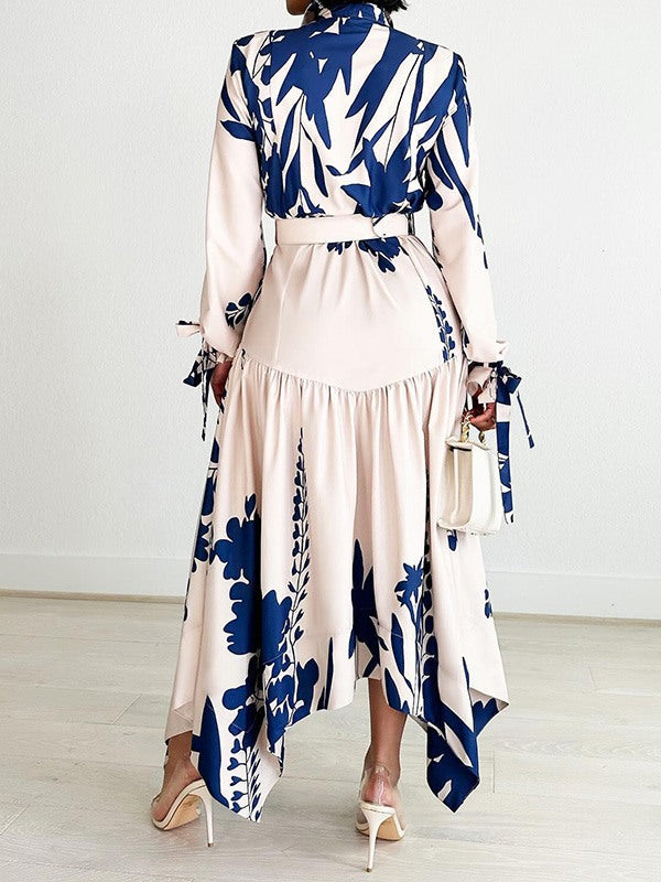 Beautiedoll Printed Belted Shirt Dress