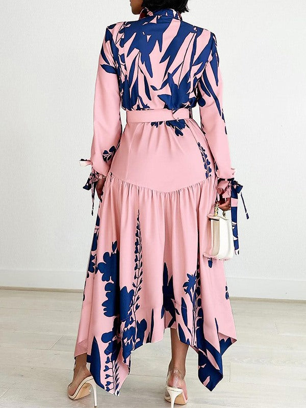 Beautiedoll Printed Belted Shirt Dress