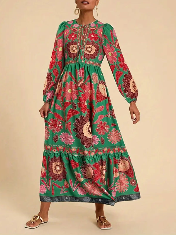 Beautiedoll Printed Tied Maxi Dress