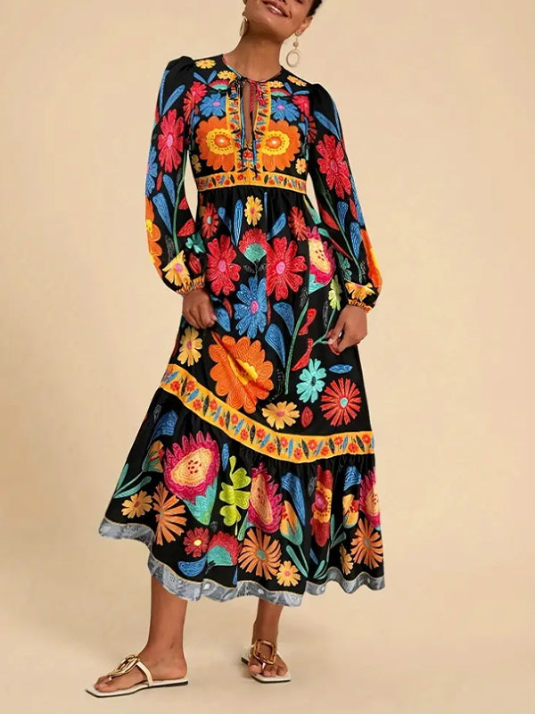 Beautiedoll Printed Tied Maxi Dress