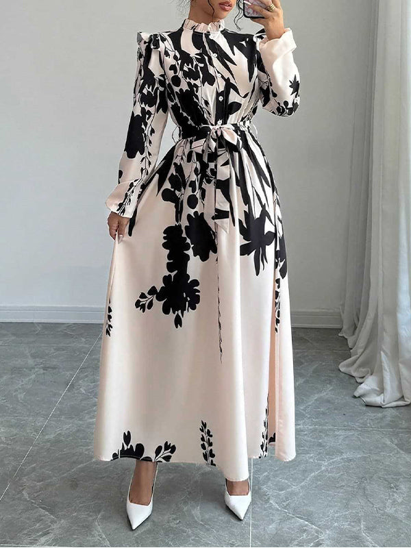 Beautiedoll Printed Tied Shirt Dress