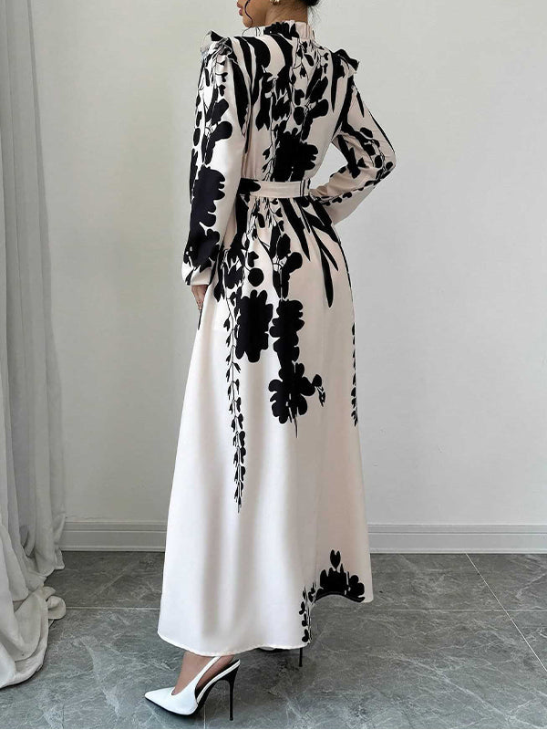 Beautiedoll Printed Tied Shirt Dress