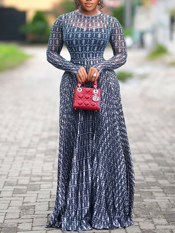 Beautiedoll Printed Top & Pleated Skirt Set