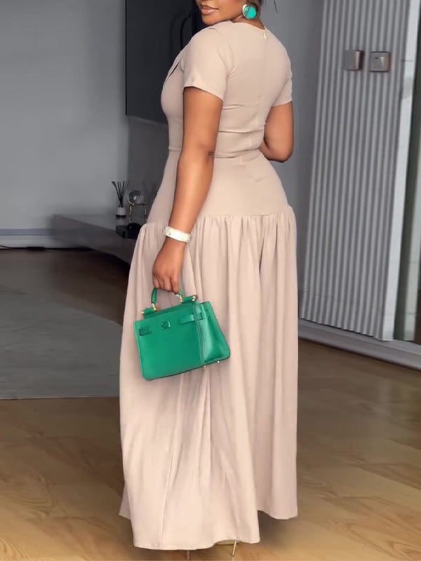 Beautiedoll Solid Button-Front Maxi Dress