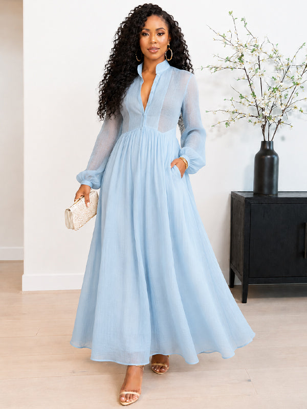 Beautiedoll Solid Button-Front Shirt Dress