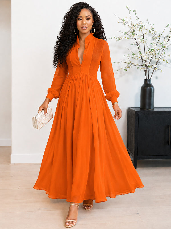Beautiedoll Solid Button-Front Shirt Dress
