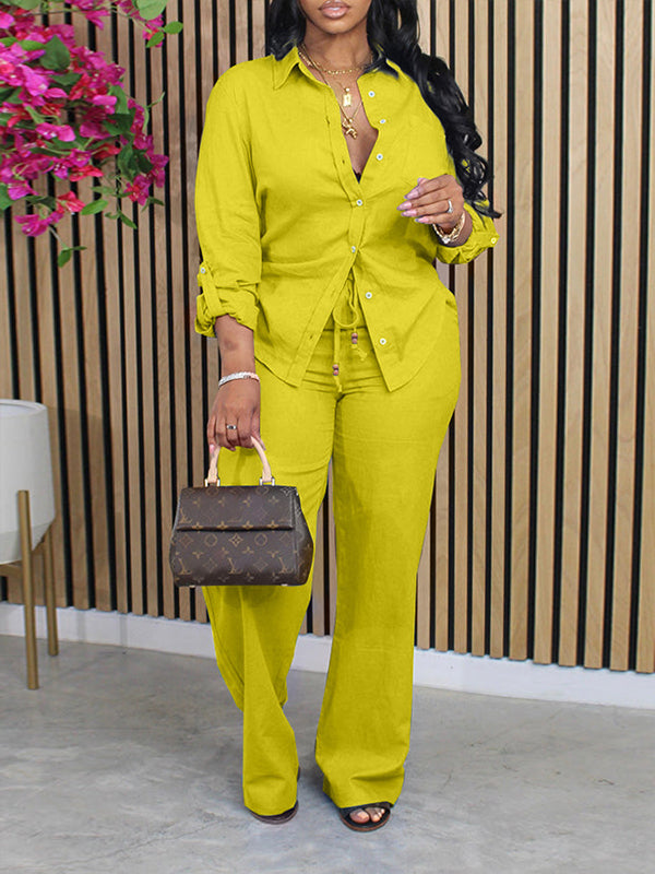 Beautiedoll Solid Shirt & Straight Pants Set