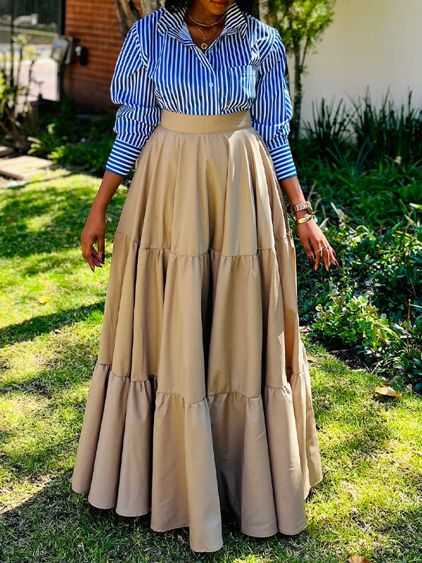 Beautiedoll Stripe Shirt & Ruffle Skirt Set