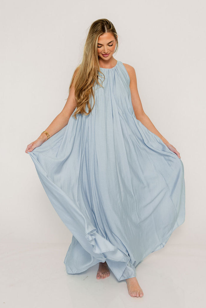 Becca Maxi Dress in Baby Blue - Bump Friendly