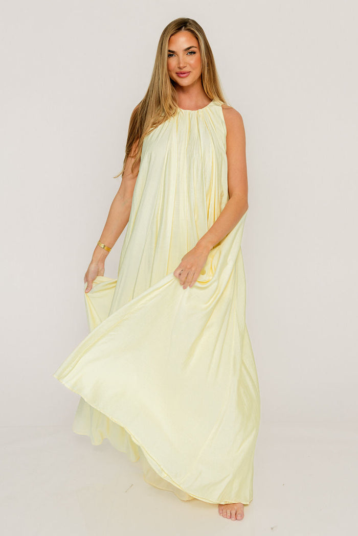 Becca Maxi Dress in Pale Yellow - Bump Friendly