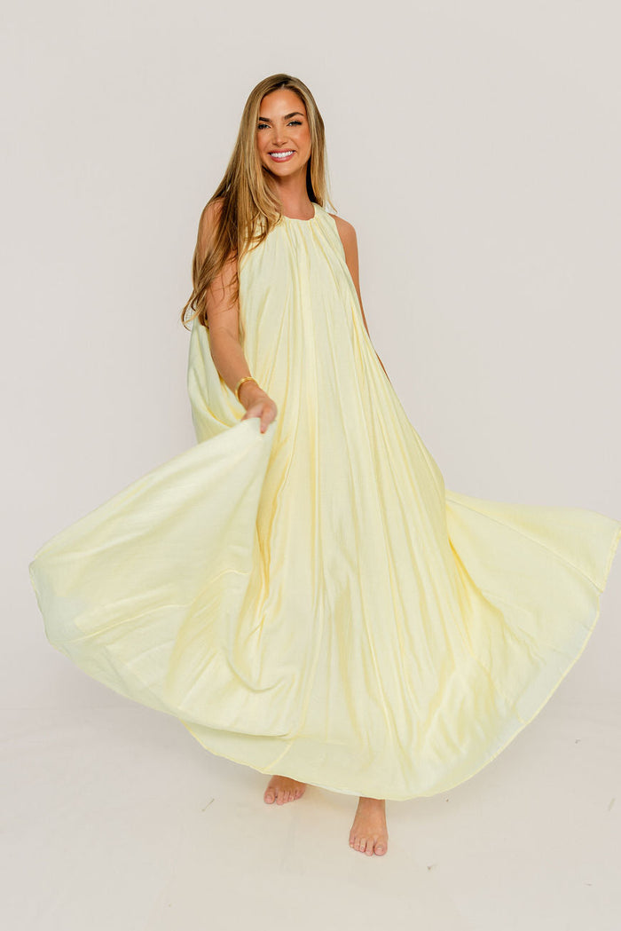 Becca Maxi Dress in Pale Yellow - Bump Friendly