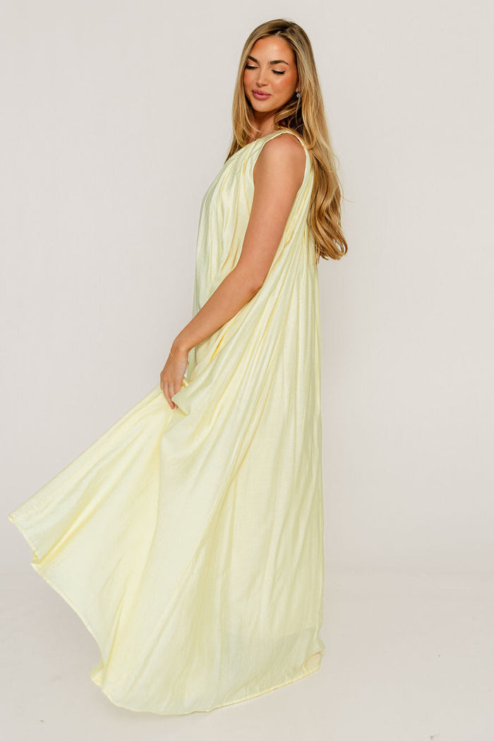 Becca Maxi Dress in Pale Yellow - Bump Friendly