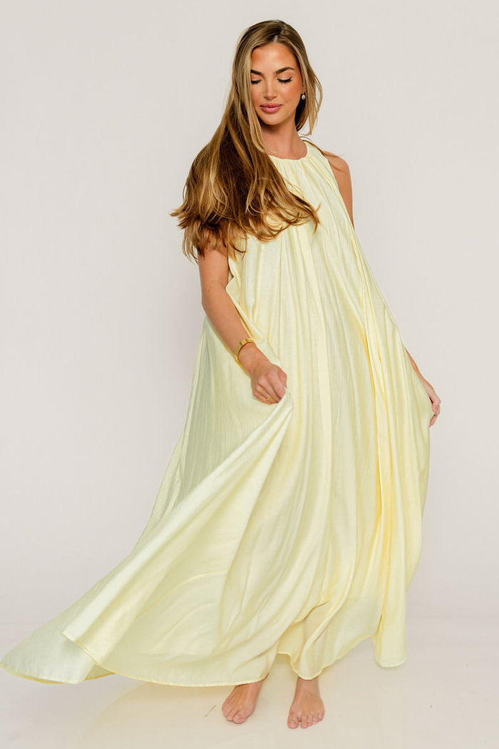 Becca Maxi Dress in Pale Yellow - Bump Friendly