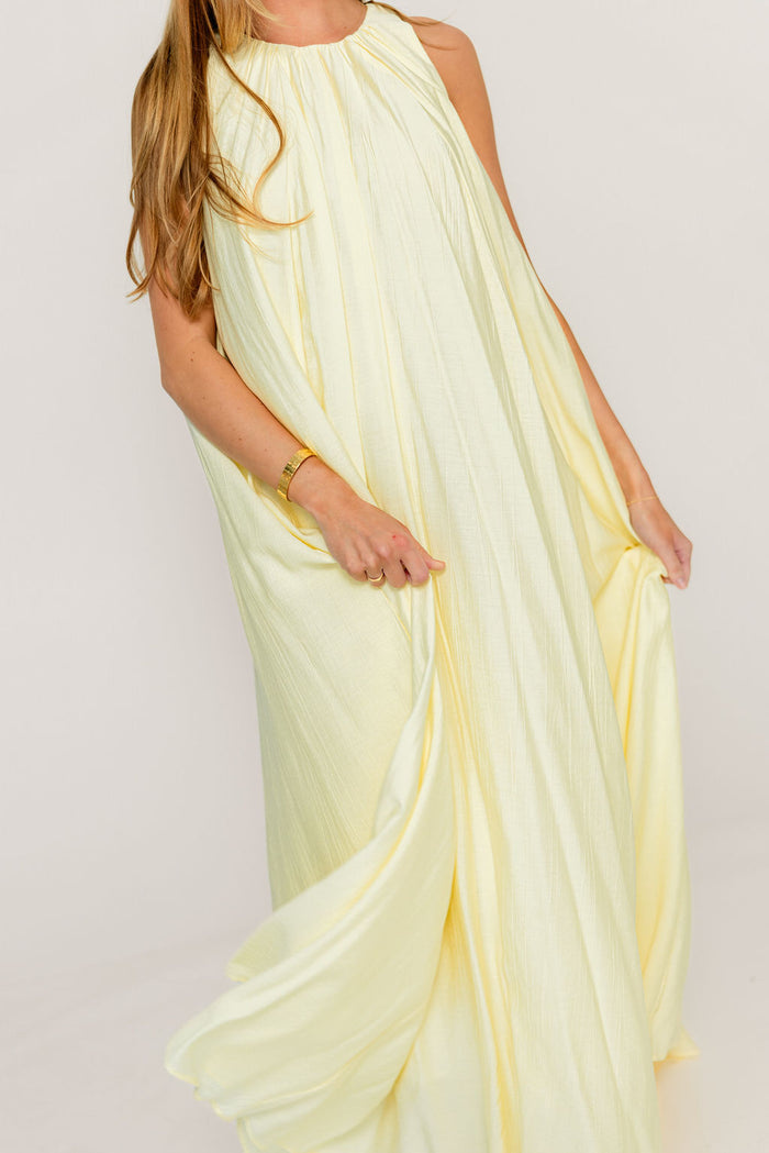 Becca Maxi Dress in Pale Yellow - Bump Friendly
