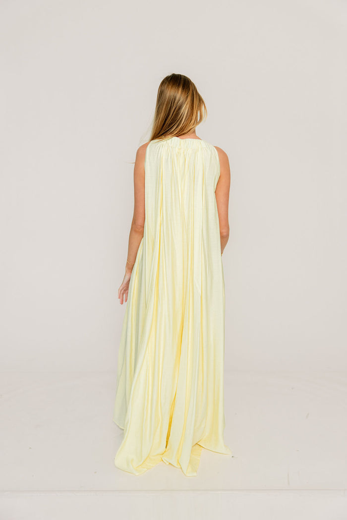 Becca Maxi Dress in Pale Yellow - Bump Friendly