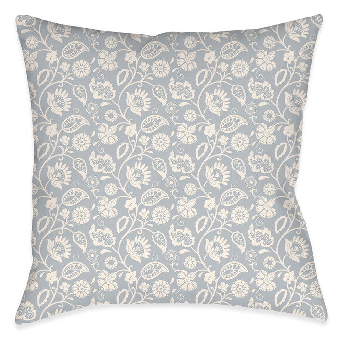 Bellini Floral Scroll Light Gray Outdoor Decorative Pillow