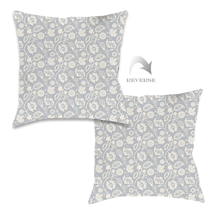 Bellini Floral Scroll Light Gray Outdoor Decorative Pillow