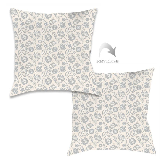 Bellini Floral Scroll Neutral Outdoor Decorative Pillow