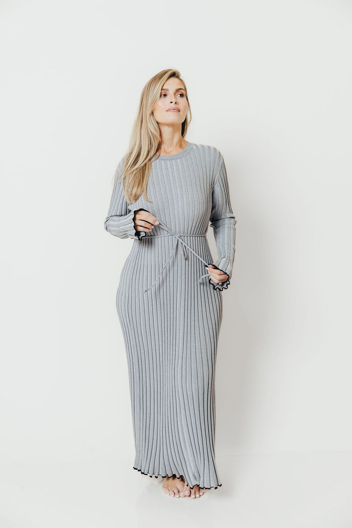 Bentley Dress Heather Gray Black Trim