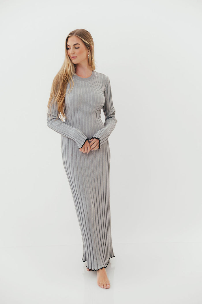 Bentley Dress Heather Gray Black Trim