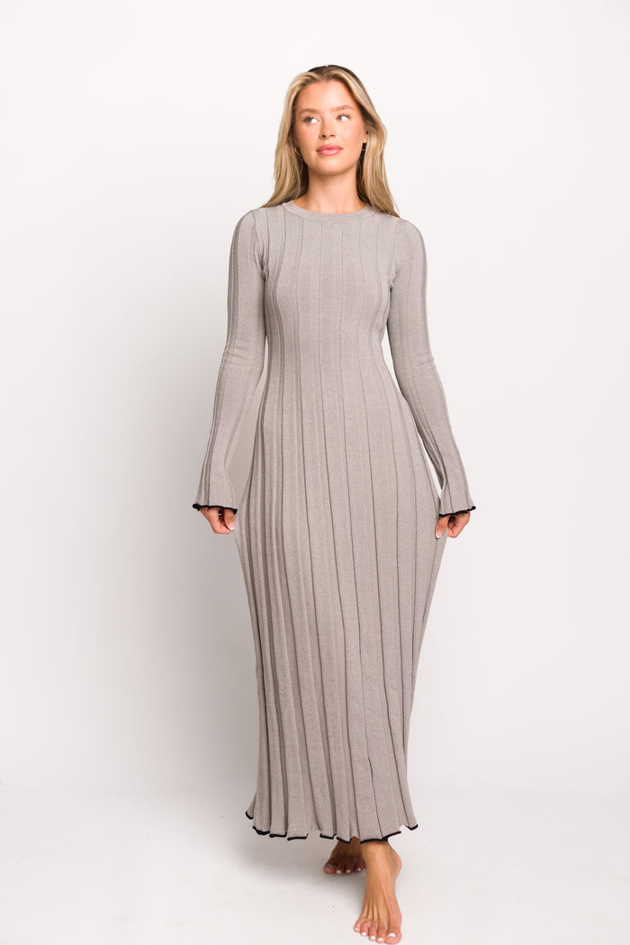 Bentley Dress Heather Gray Black Trim