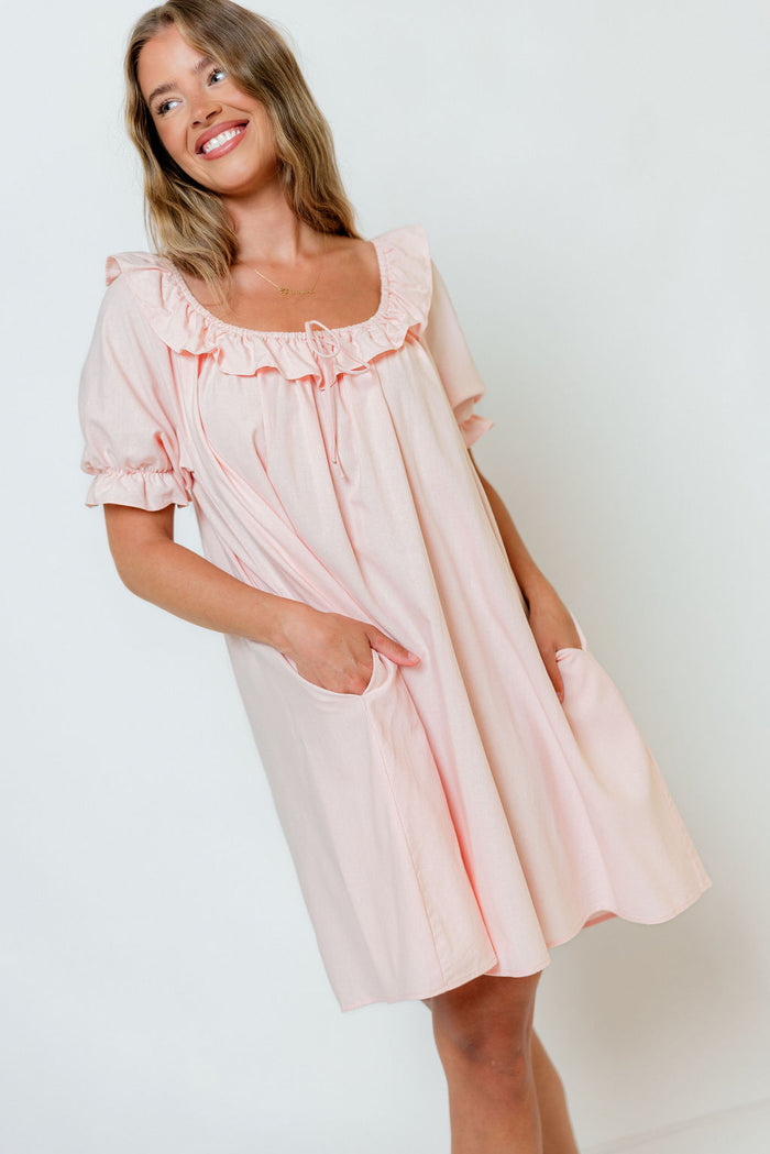 Betty Dress in Pale Pink - Bump Friendly