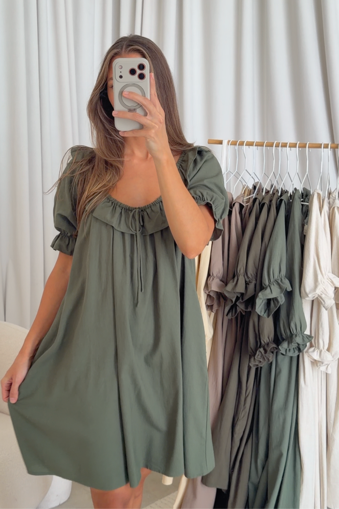 Betty Mini Dress in Forest Green - Bump Friendly