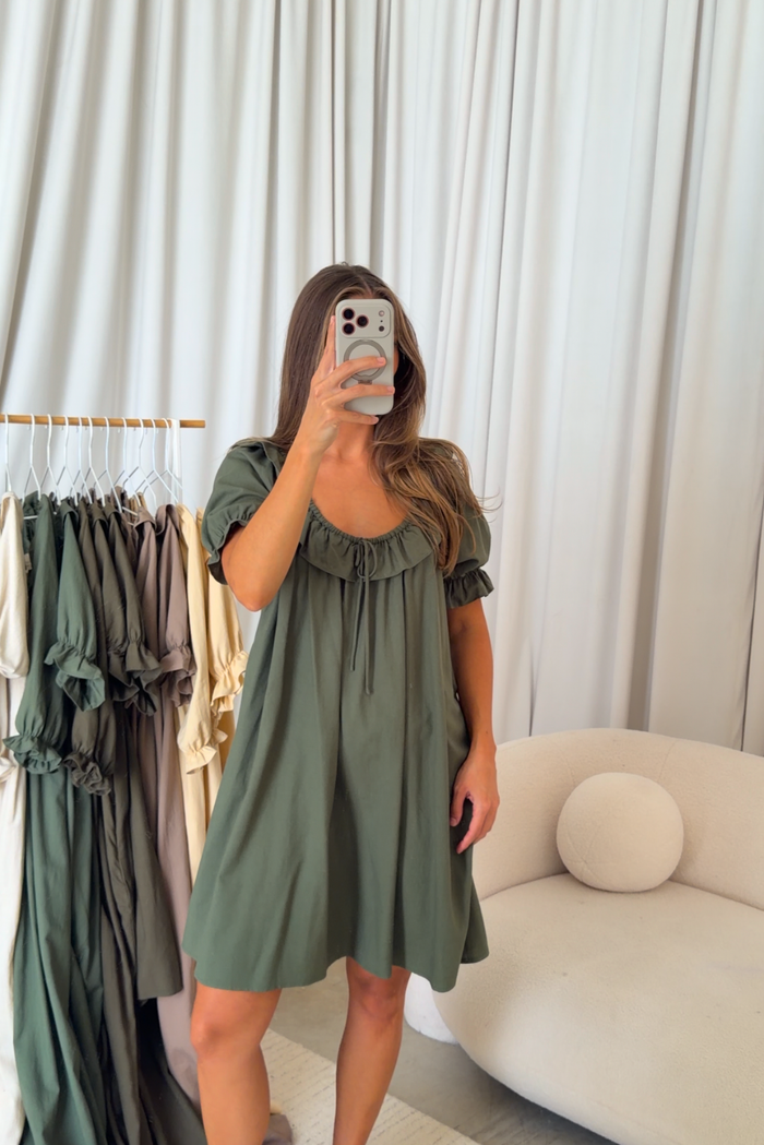 Betty Mini Dress in Forest Green - Bump Friendly