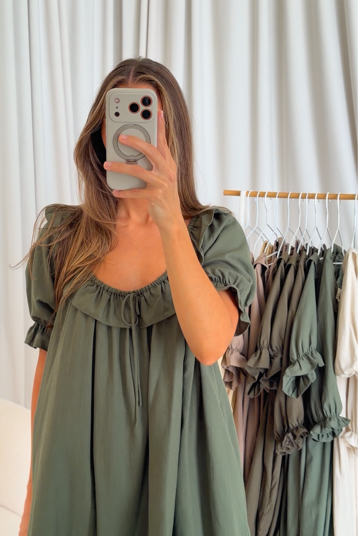 Betty Mini Dress in Forest Green - Bump Friendly