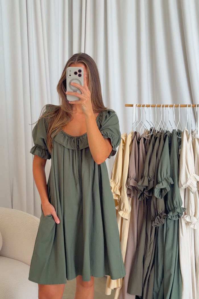 Betty Mini Dress in Forest Green - Bump Friendly
