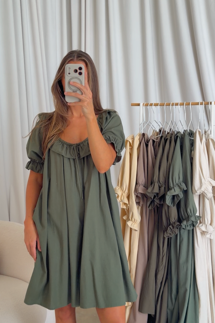 Betty Mini Dress in Forest Green - Bump Friendly