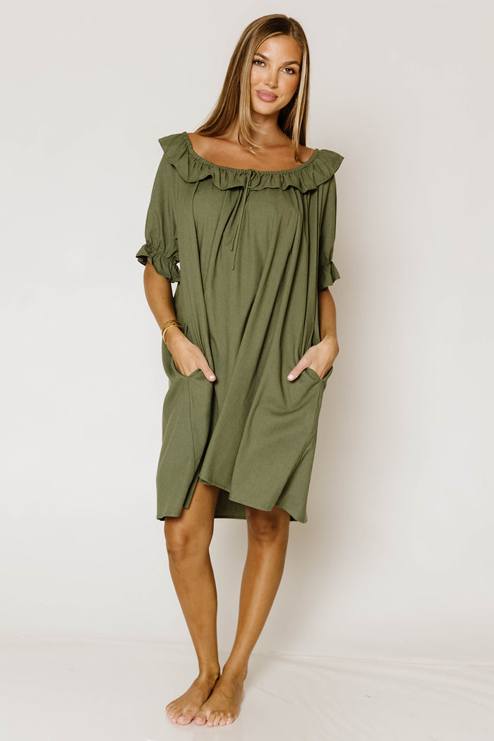 Betty Mini Dress in Forest Green - Bump Friendly