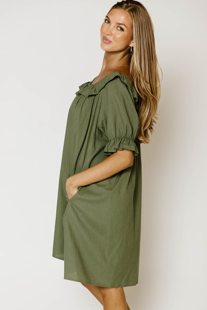 Betty Mini Dress in Forest Green - Bump Friendly