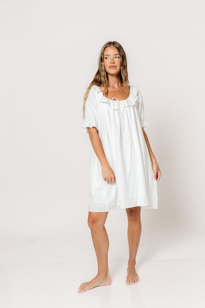 Betty Mini Dress in Off-White - Bump Friendly