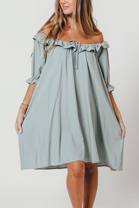 Betty Mini Dress in Sage - Bump Friendly