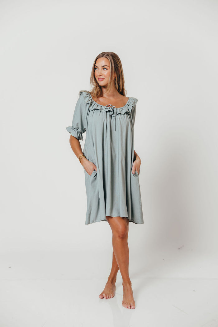 Betty Mini Dress in Sage - Bump Friendly