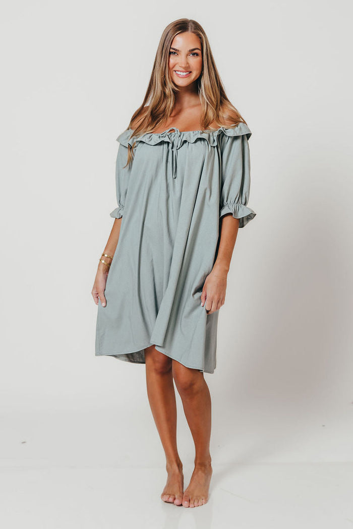 Betty Mini Dress in Sage - Bump Friendly